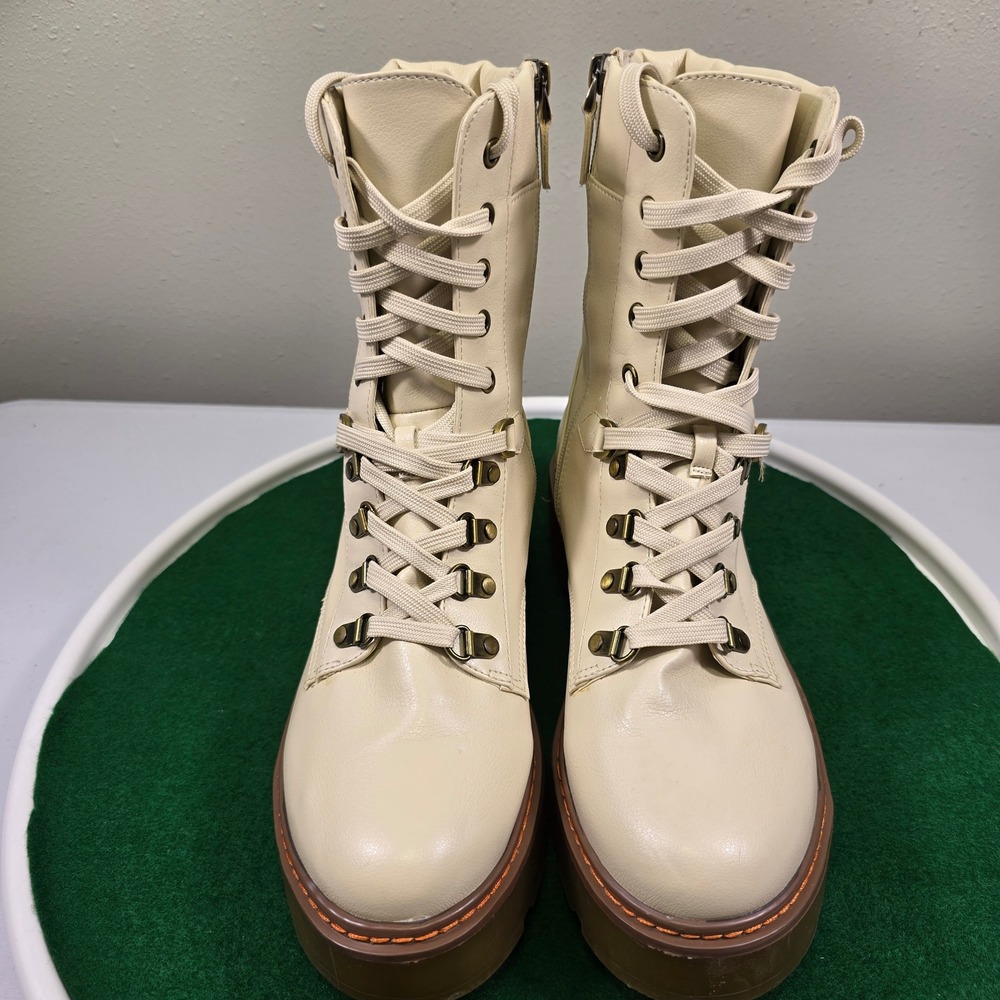 Circus by Sam Edelman Sanders Platform Combat Boots Womens 10M FF Ivory NWT